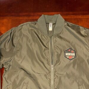 Olive Green Montauk Embroidered Full Zip Windbreaker Jacket Size S Brand New